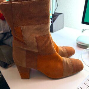 Seychelles COGNAC MULTI SUEDE Women's Hometown Patchwork Bootie US 8.5
